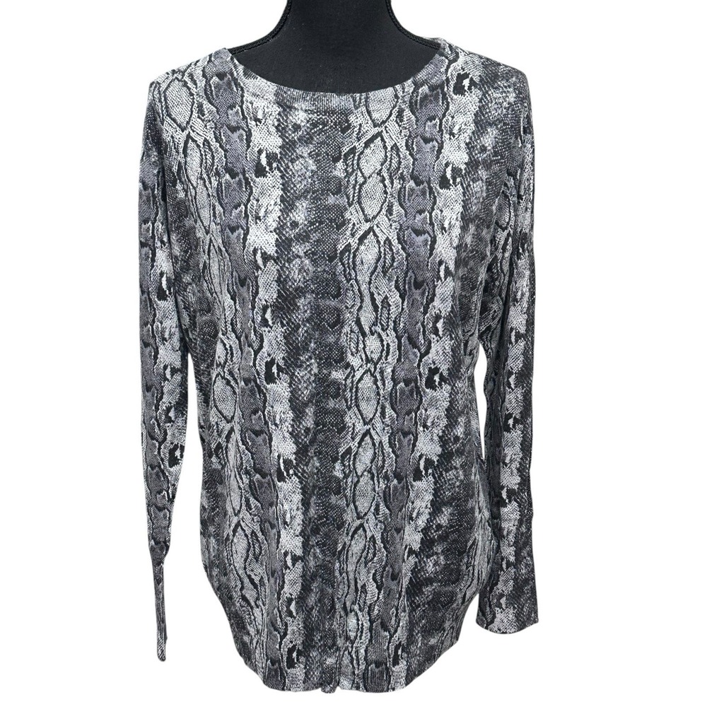 Joie Cienna Gray Snakeskin Wool Cashmere Blend Sweater Medium M Quiet Luxury